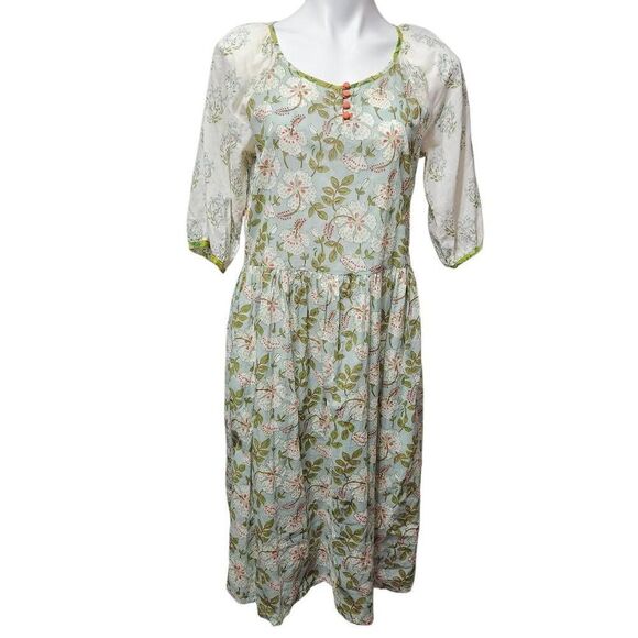 Gudrun Sjoden Dresses & Skirts - Gudrun sjodren boho midi dress floral lagenlook cottage pockets cotton small